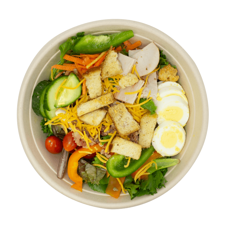 Homemade pasta and salads